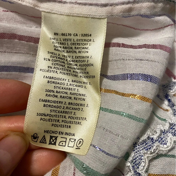 Anthropologie Floreat - Boho white halter top with multicoloured stitching - US4 - Picture 7 of 9